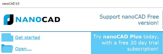 NanoCAD pop-up voor openen