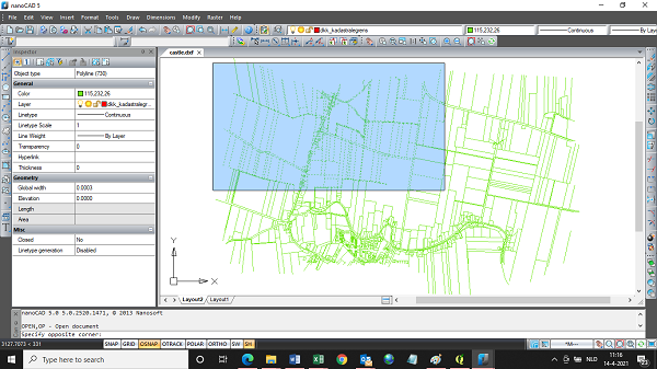 Nanocad selection with rectangle